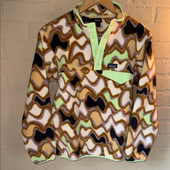 Patagonia popover Brown green unisex Crewneck Sweater synchilla xl boys kids - Picture 2 of 6